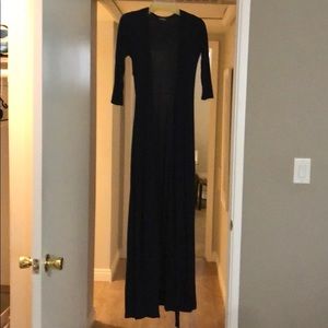 Long navy blue wrap dress